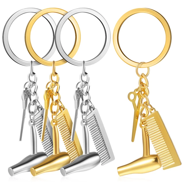4 Pcs Hairdresser Pendant Keychains Charm Car Gift Pendant Key Rings