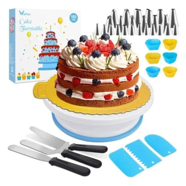 103PCS Cake Turntable Stand Decorating Rotating Turntable for Cake Decorations