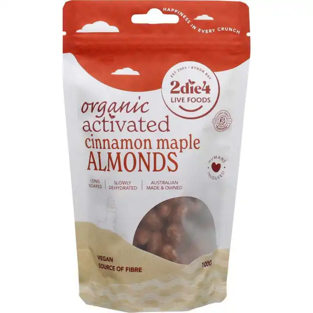 2die4 Live Foods Organic Activated Cinnamon Maple Almonds 100g