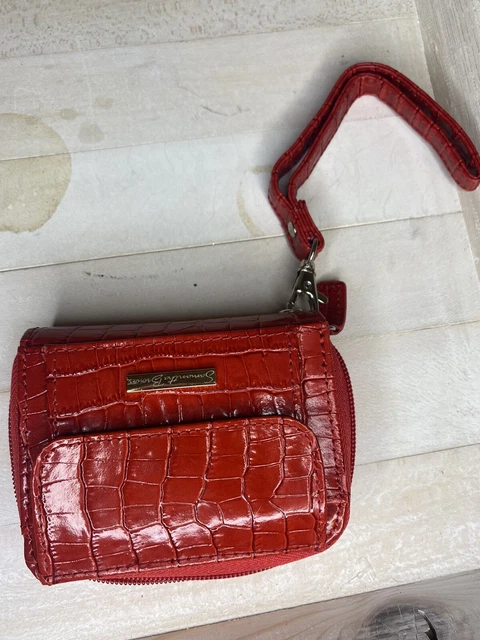 samantha Brown red wristlet wallet alligator print