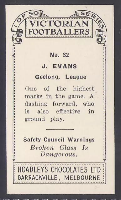 Hoadleys-Victorian Footballers (Action) 1938-#032- Geelong - Evans 2