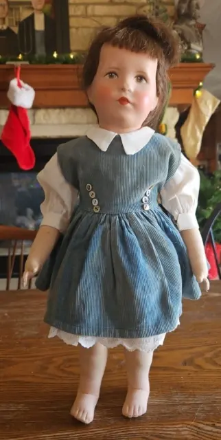Cute 1950's Cloth Kathe Kruse Girl Doll 20"