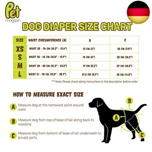 PET MAGASIN Wiederverwendbare Hundewindeln [3er Packung] Hygienische 3