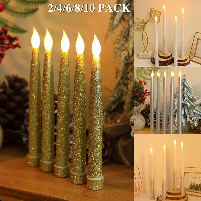 Battery LED Flameless Taper Candles Christmas Flickering Long Candles Lights US