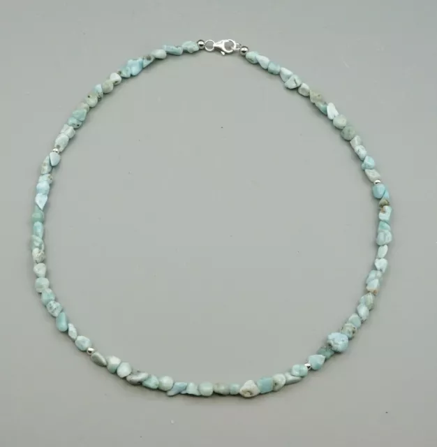 Larimar Collier Nuggetkette Avec 925er Argent Env. 44 CM Pierre Atlantis c1