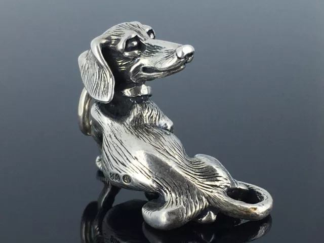 süßer vintage - Dackel Hund Anhänger - 800er Silber massiv - tolles großes Juwel 3