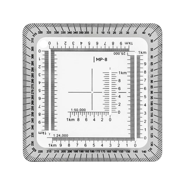 MP8MGRS/UTMUSNG COORDINATE GRID Ruler Protractor Coordinate Scale Map ...