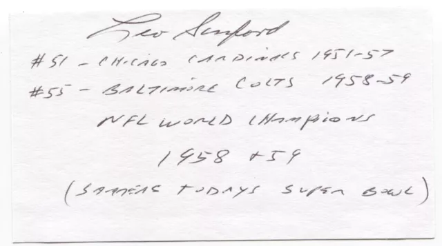 Leo Sanford Signed Cut Autograph Football NFL Signature Chicago Cardinals