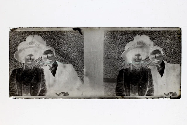 Famille Mode Chapeau France Photo NEGATIF PL51L31n8 Plaque de verre Vintage 1909