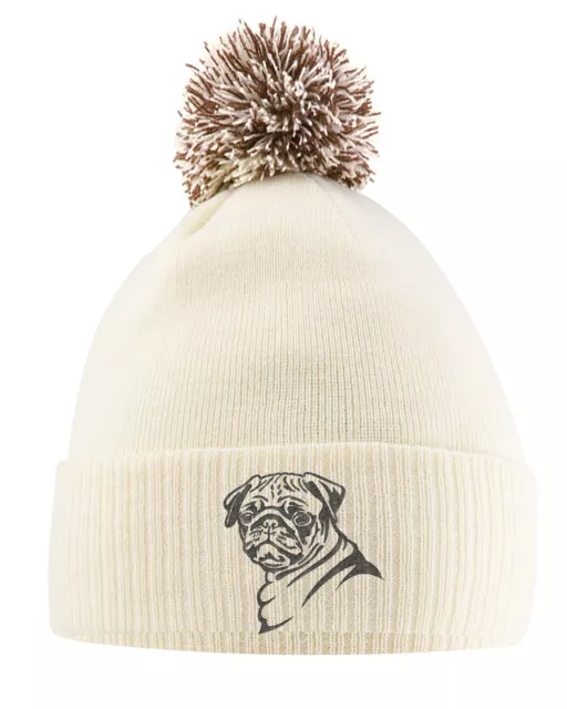 Pug Bobble Hat Gift Birthday Winter Beanie Idea Her Dog Lover Present For Gir...