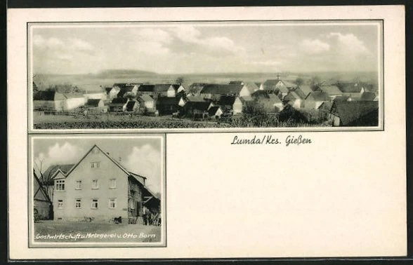 Lumda, Gastwirtschaft und Metzgerei von Otto Born, Teilansicht, Ansichtskarte