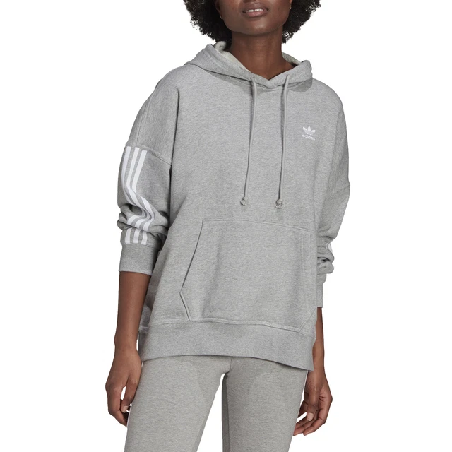 Adidas Felpa da Donna con Cappuccio Adicolor Classics Oversize Grigia Taglia ...