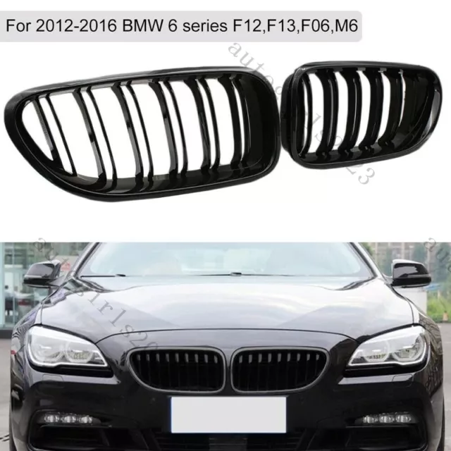 Front Kidney Grille Grill For 2012-2018 BMW M6 F06 F12 F13 650i 640i Gloss Black
