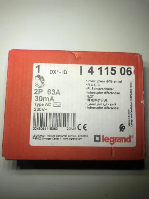 Legrand 411623 Interrupteur Différentiel DX³-ID 40A 30mA type F 2P