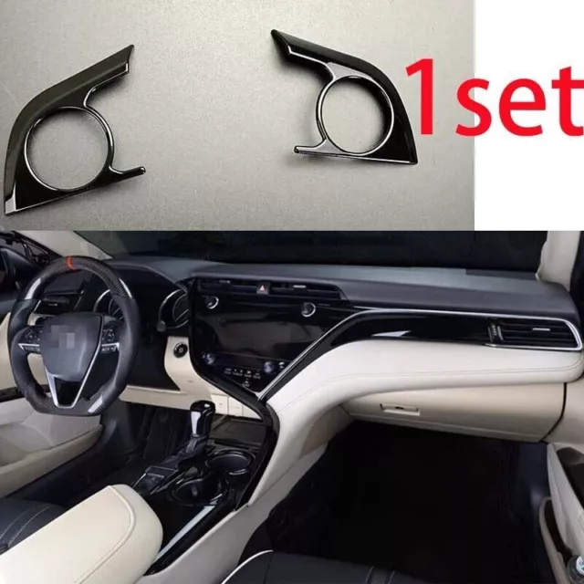 Glossy Black 2PCS For Toyota Camry 2018-2023 Steering Wheel Button Frame Trim