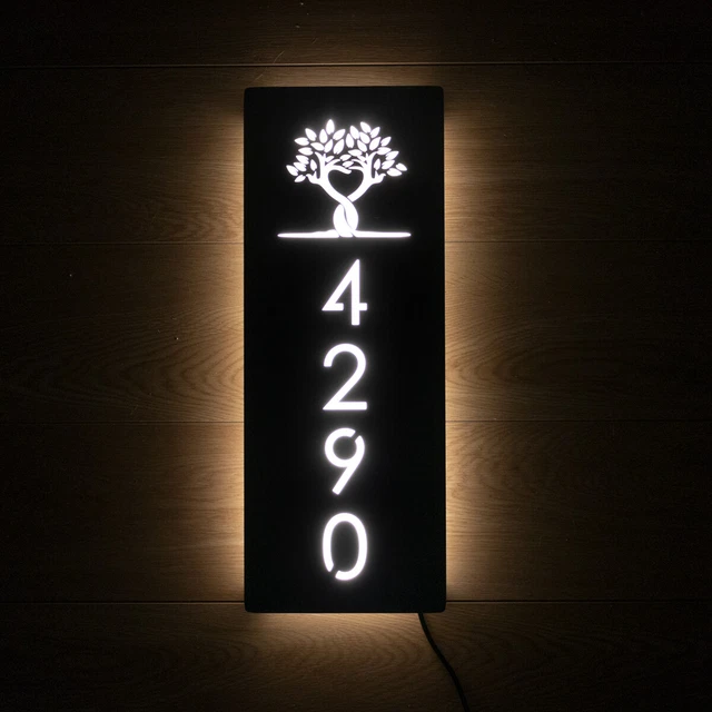 LED HOUSE NUMBER Sign Light Illuminated Floating Address Plaque 165.09