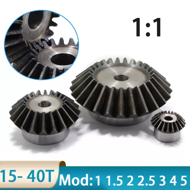 Bevel Gear 1 1.5 2 2.5 3 4 5 Mod 15-40T 90°1:1 Transmission Gears 45# Steel/Hard
