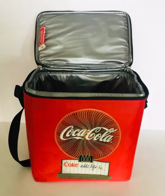 Vtg Coca-Cola Coke "Adds Life To..." 16 Can Cooler Insulated Bag Carrier Soda