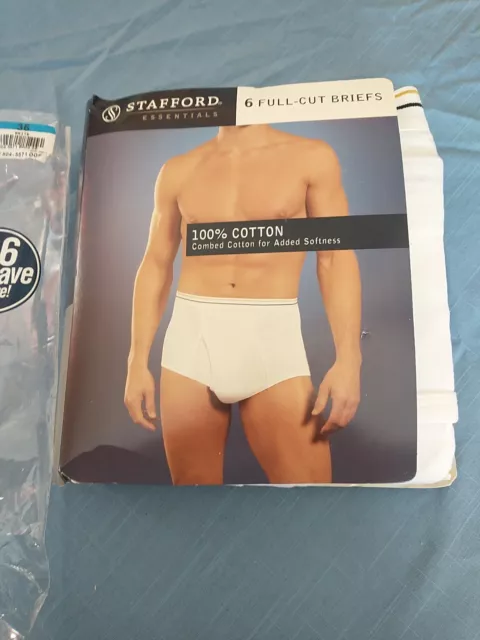 6 PACK STAFFORD 100% COTTON FULL CUT Briefs Underwear White Mens Size 42  NEW $19.99 - PicClick