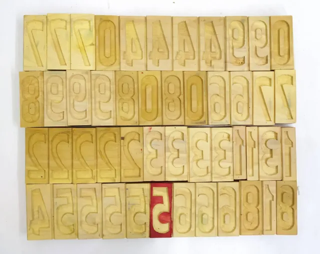 Vintage Letterpress wood/wooden printing type blocks typography 48pc 70mm LB-118