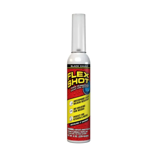 Flex Shot Rubber Adhesive Sealant Caulk, 8 Oz, Black