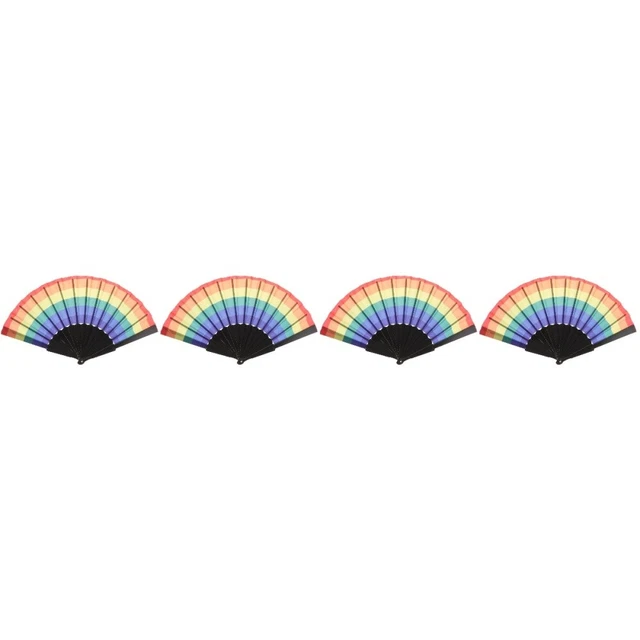 Set 4 Accessori Orgoglio Ventilatori Danza Arcobaleno Decorativi Mani Pieghevoli Studente