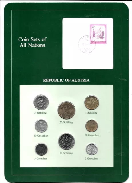 Coin Sets Of All Nations, Austria 2 Groschen - 20 Schilling 1981-1982 Unc.