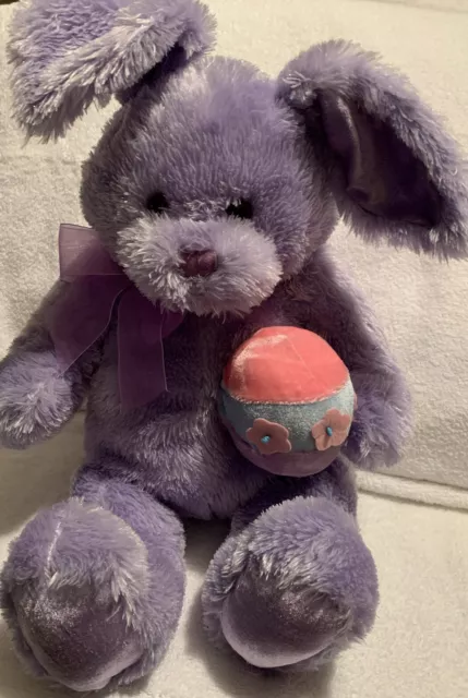 GUND HEADS AND TALES Purple Bunny Rabbit 16” Plush Holding Easter Egg Soft Rare