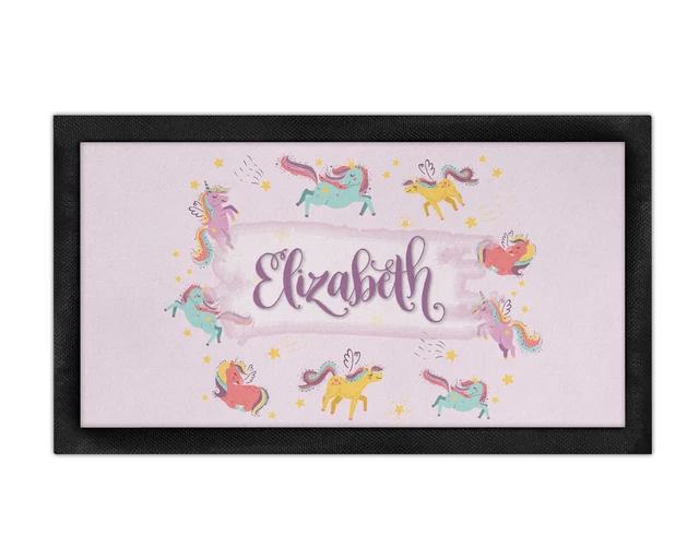 Personalised Unicorns Bar Runner Mat Gift Garden Home She Cave Pub Tiki Beer