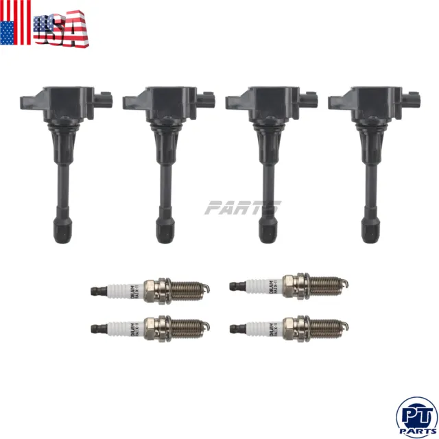 4 Ignition Coil + 4 Spark Plug For Nissan Altima Cube Rogue Infiniti FX50 uf549
