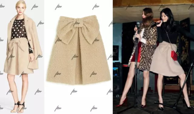 $395 Kate Spade Camel Bow Skirt Midi Flare Giant Fan Hello Cruz Shanghai L M 10 $395 Kate Spade Camel Bow Skirt Midi Flare Giant Fan Hello Cruz Shanghai L M 10