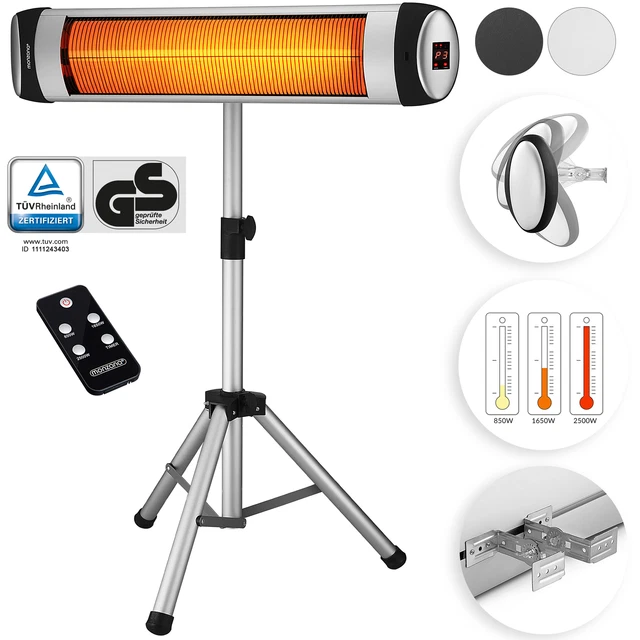 Monzana Heizstrahler Wärmestrahler Infrarotstrahler 2500W Standheizer Terrasse