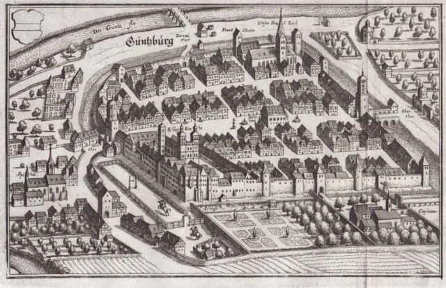 Günzburg Stadtansicht Schwaben Bayern Ansicht Kupferstich Merian 1650