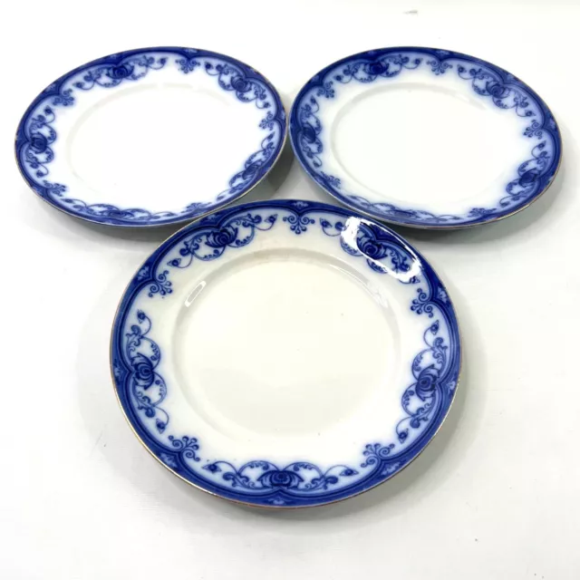 Ford and Sons LTD Milan Flow Blue Dinner Plates Set of 3 Antique