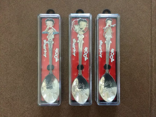 Betty Boop Collector Spoons - Lot Of Three - 1997 in Case - Free Shipping