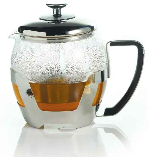 Kitchen Craft 1Ltr Glass & Stainless Steel Loose Leaf Tea Pot Infuser Teapot 3
