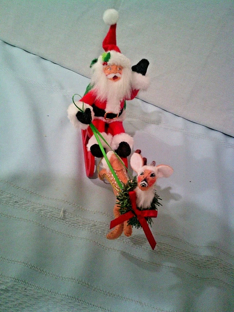 NEW ANNALEE DOLL "SANTA'S TAKE OFF" SANTA SLEIGH REINDEER 6x9" XMAS 2016
