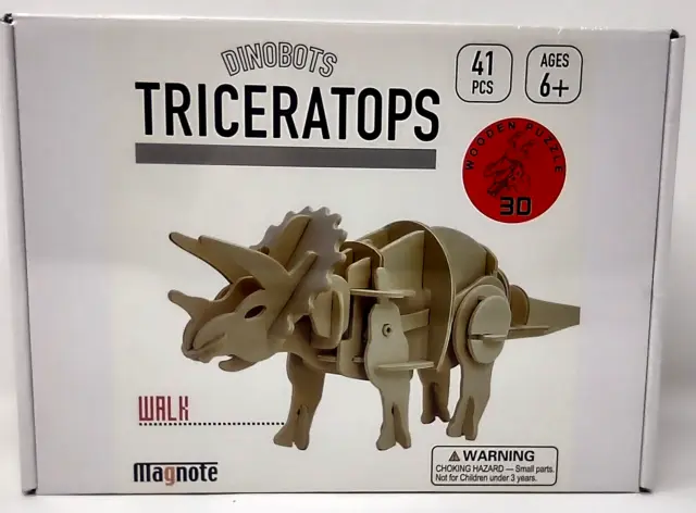 Magnote Dinobots Triceratops Walking 3D Wooden Dinosaur Puzzle Sealed