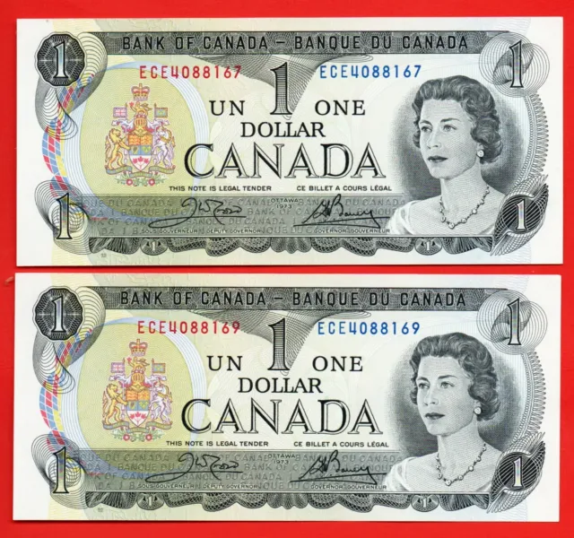 1973 X 2 Canada One Dollar Bills  Have A L@@@K