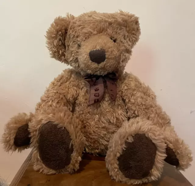 Russ Berrie Vintage "Palmerston" Shaggy Plush Teddy Bear with Brown Bow 15"