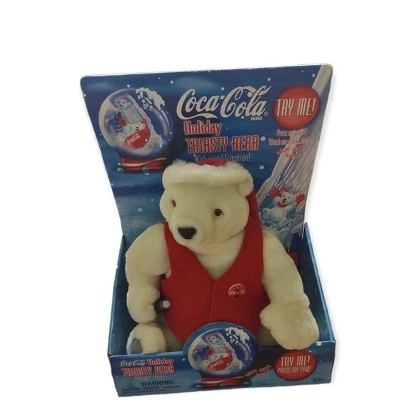 Coca Cola Vintage Thirsty Polar Bear Motion Sound Plush 1999
