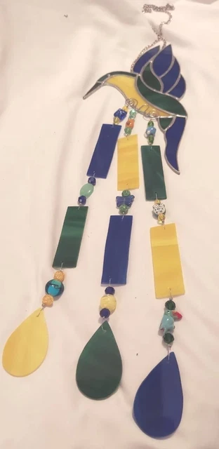 Beautiful Stained Glass Humming Bird Wind Chimes