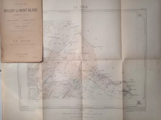 CARTE LE TOUR  massif du Mont-Blanc GLACIERS 1926 Vallot  feuille 5 TBE