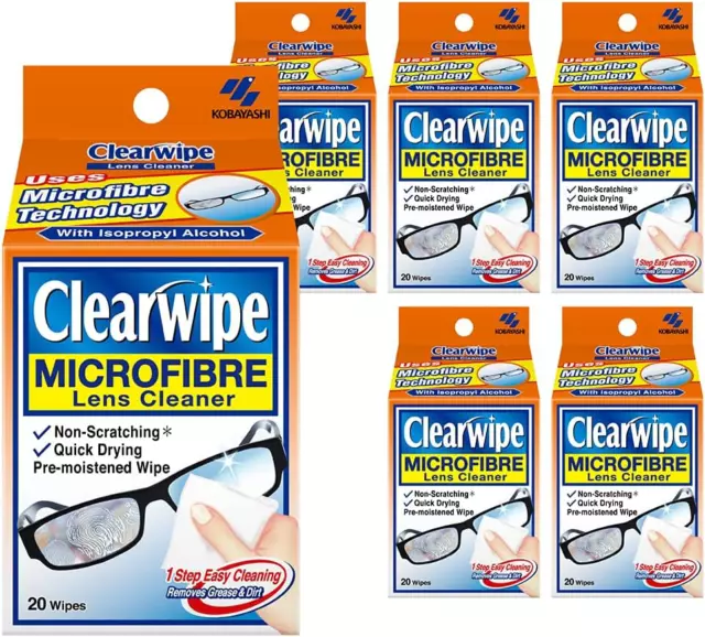 Pulitori lenti ClearWipes confezione 6x20 con alcool isopropilico senza graffi