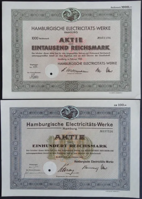 Lot of 2 old German Electricity works HAMBURG 1943 WWII and before, deco