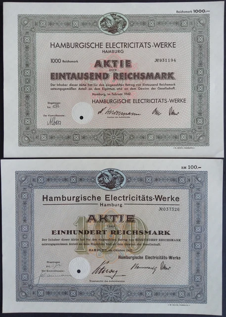 Lot of 2 old German Electricity works HAMBURG 1943 WWII and before, deco