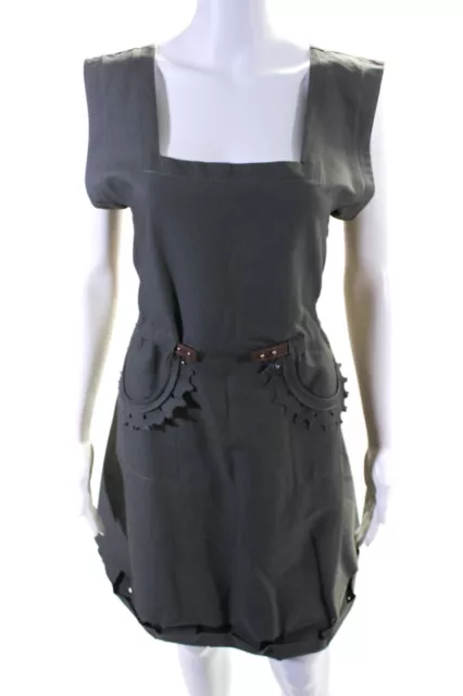 Marthe Francoise Girbaud Womens Gray Square Neck Pockets Shift Dress Size 42