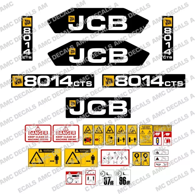 Jcb 8014Cts Mini Digger Decal Sticker Set With Safety Warning