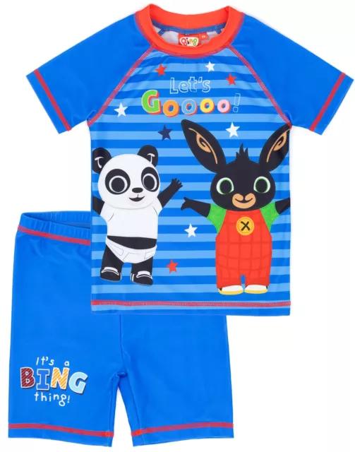 Bing Bunny Swimsuit Boys Kids Blue Pando Two Piece Top Shorts Swim Set