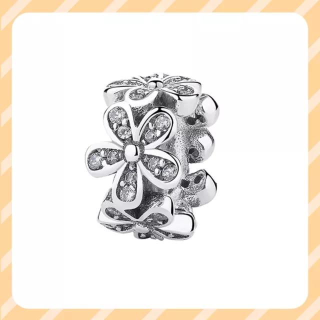 Authentic Dazzling Daisy Spacer Charm 925 Sterling Silver Women Bracelet Charm